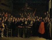 Gerard ter Borch the Younger Ratification of the Peace of Munster between Spain and the Dutch Republic in the town hall of Munster, 15 May 1648. USA oil painting artist